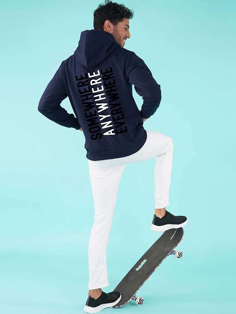 navy blue back print hooded sweatshirt - 20623649 -  Standard Image - 3
