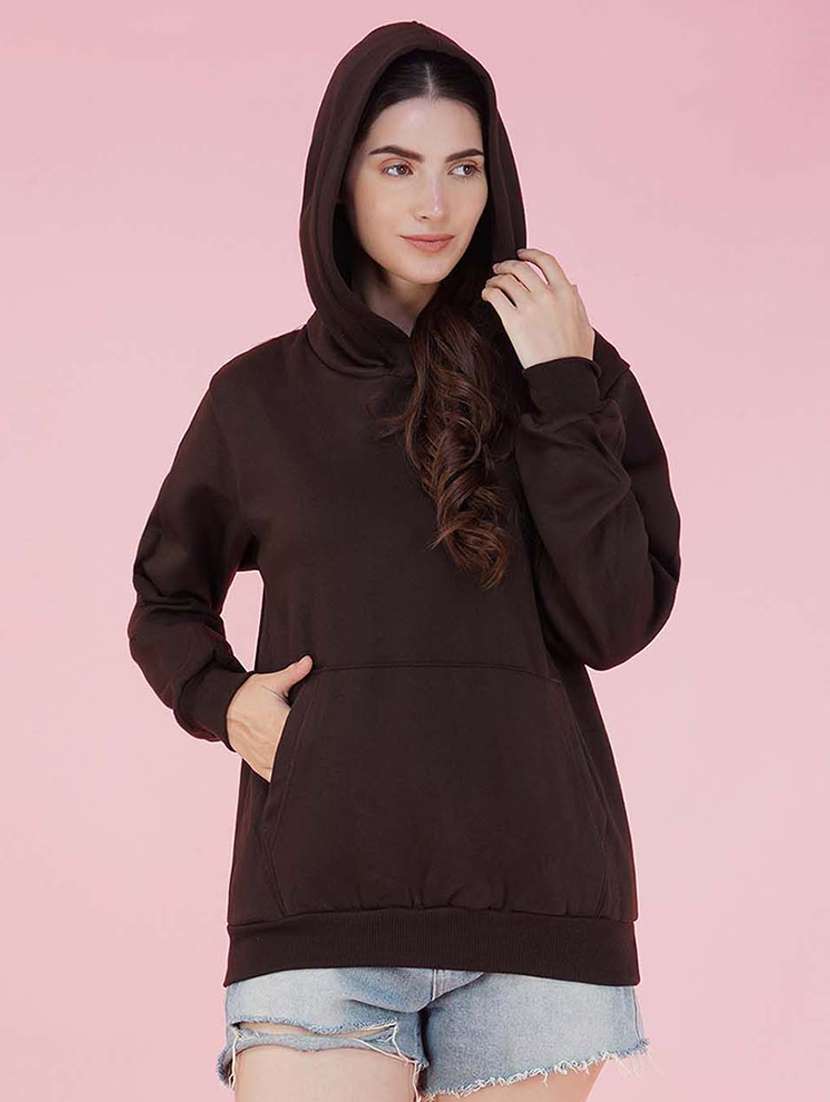 brown long sleeve hooded sweatshirt - 20623678 -  Zoom Image - 0