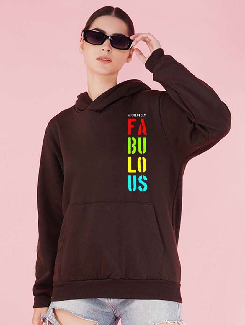 brown long sleeve hooded sweatshirt