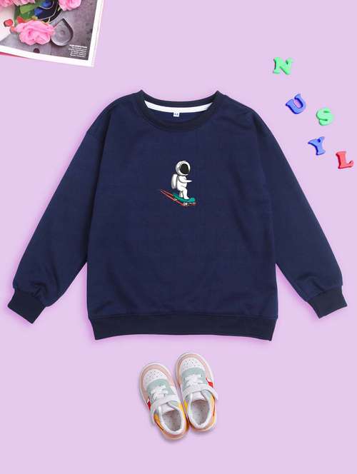 kids navy blue graphic print sweatshirt - 20623764 -  Standard Image - 0