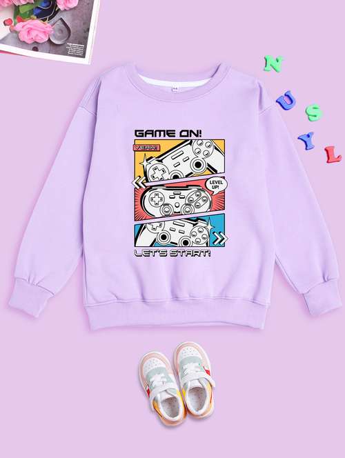 lavender solids round neck sweatshirts - 20623807 -  Standard Image - 0