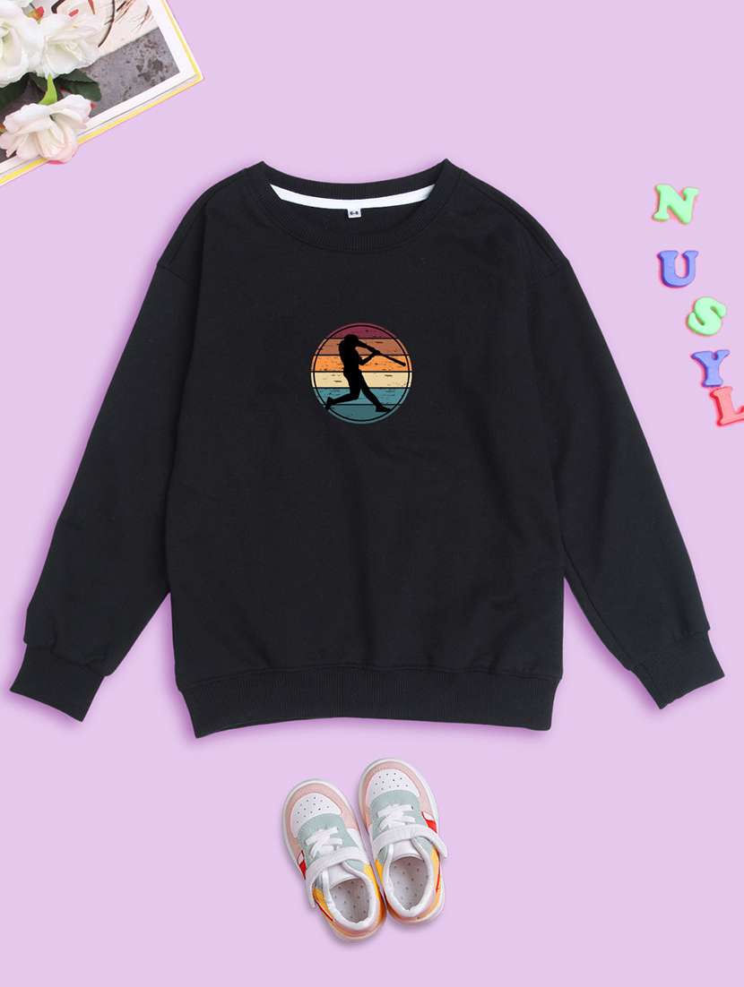 black graphic round neck sweatshirts - 20623809 - Zoom Image - 0