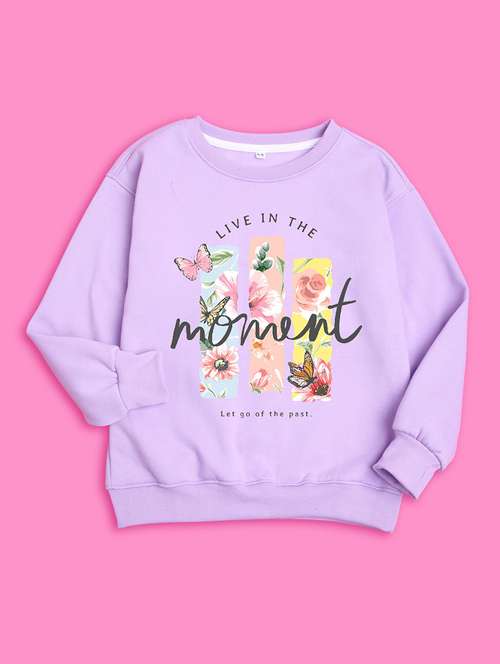 girls graphic printed round neck regular sweatshirt - 20624379 -  Standard Image - 0