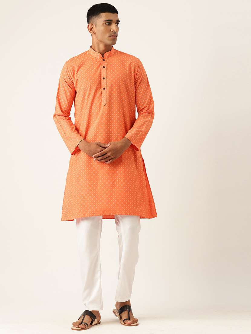 men mandarin neck printed kurta pyjama set - 20625337 -  Zoom Image - 0