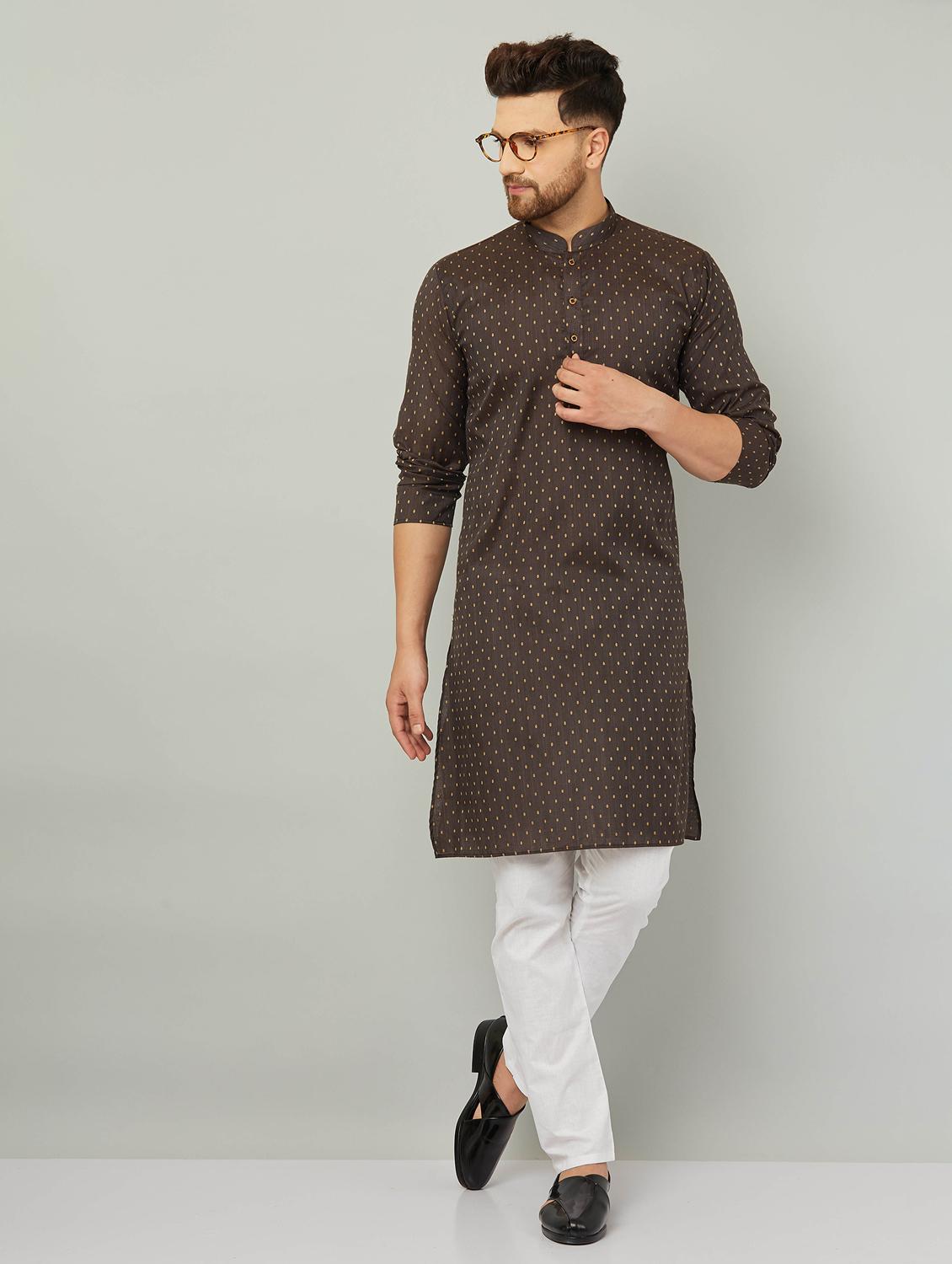 men mandarin neck kurta pyjama set - 20625347 - Zoom Image - 0