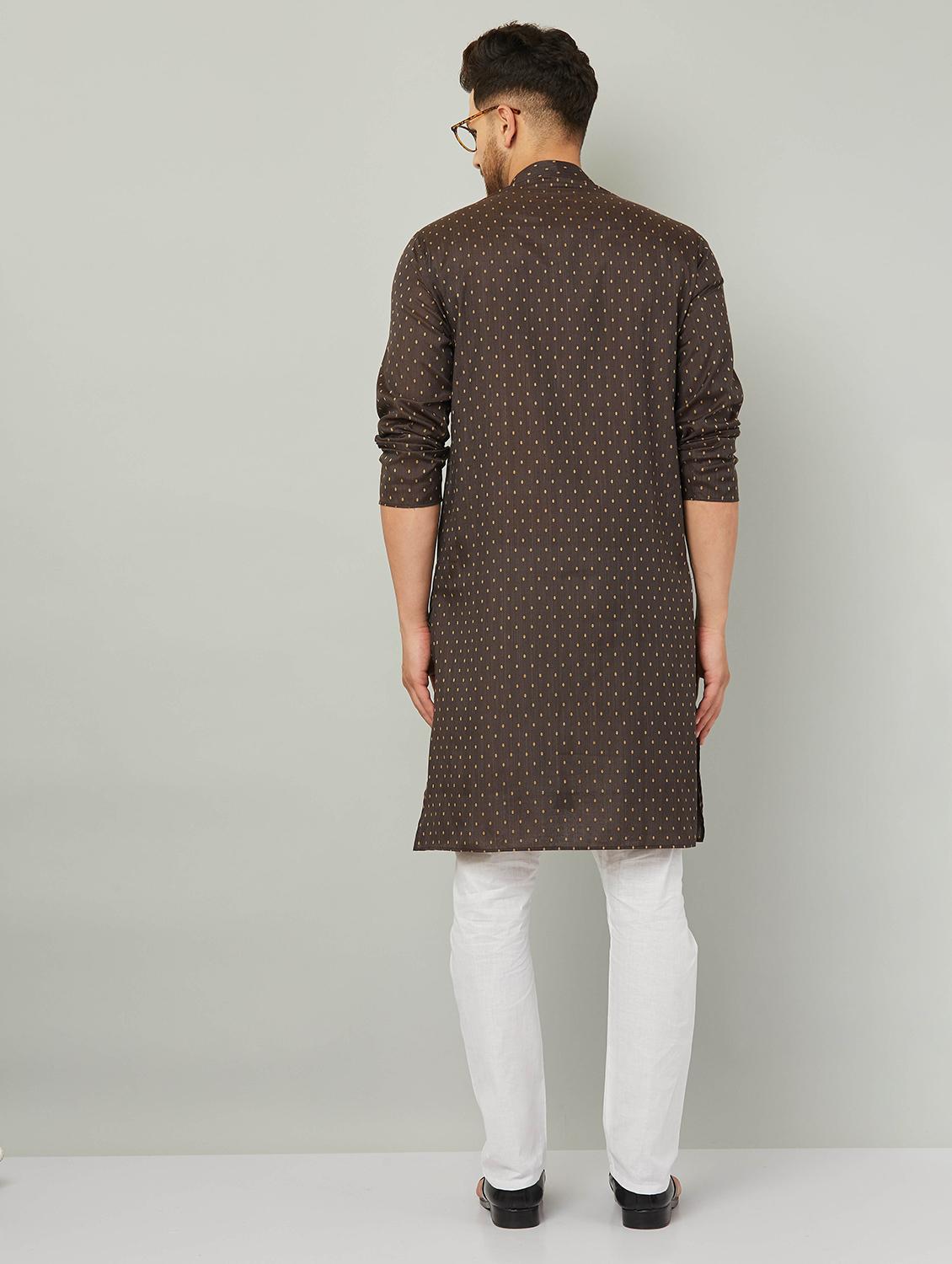 men mandarin neck kurta pyjama set - 20625347 - Standard Image - 3