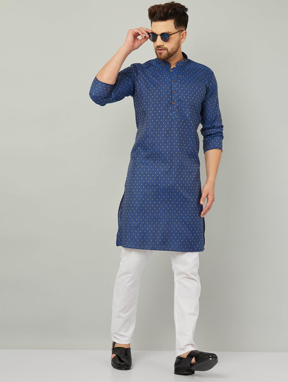 men mandarin neck kurta pyjama set - 20625348 - Standard Image - 3