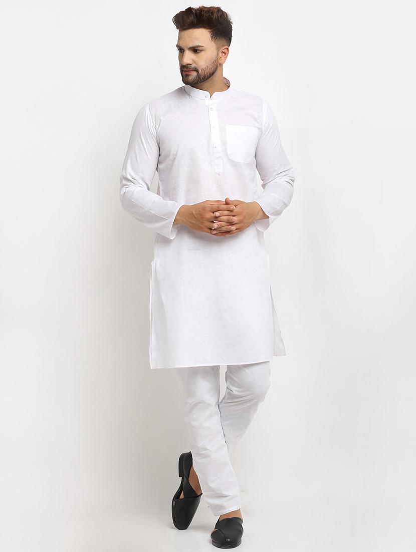 men white solid kurta with trouser - 20625369 - Zoom Image - 0