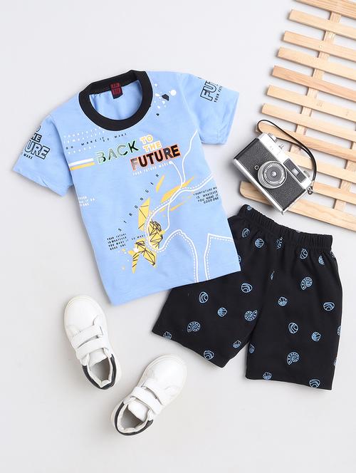 light blue printed t-shirt & shorts set - 20625643 - Standard Image - 0