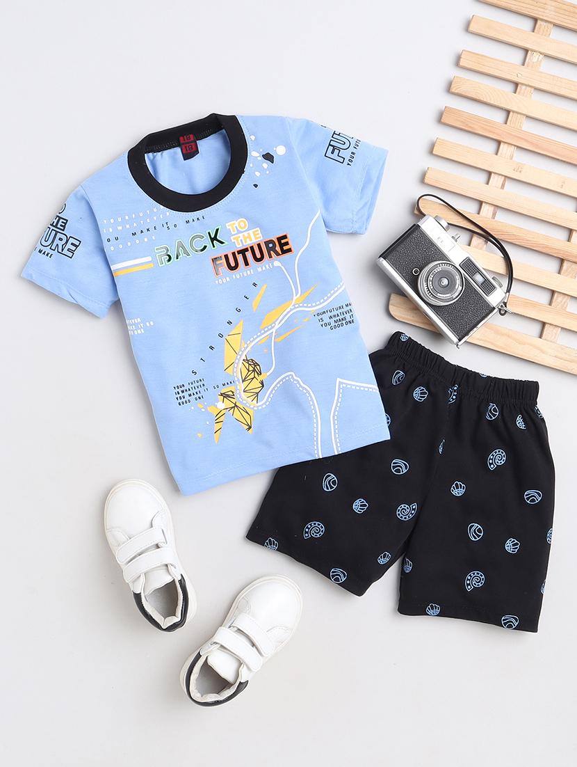 light blue printed t-shirt & shorts set - 20625643 - Zoom Image - 0