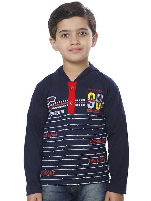 boys printed cotton hooded t-shirt - 20625760 - Standard Image - 0