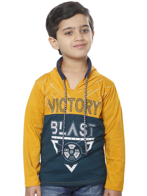 boys teal blue & mustard printed t-shirt - 20625781 -  Standard Image - 0