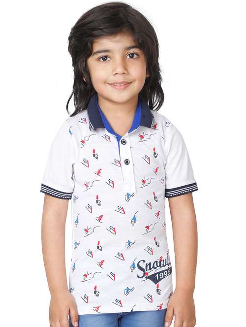 boys printed cotton polo t-shirt - 20625793 -  Standard Image - 0