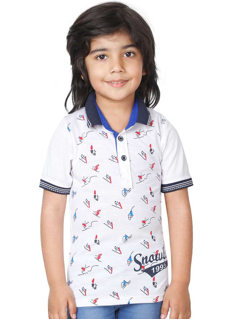 boys printed cotton polo t-shirt