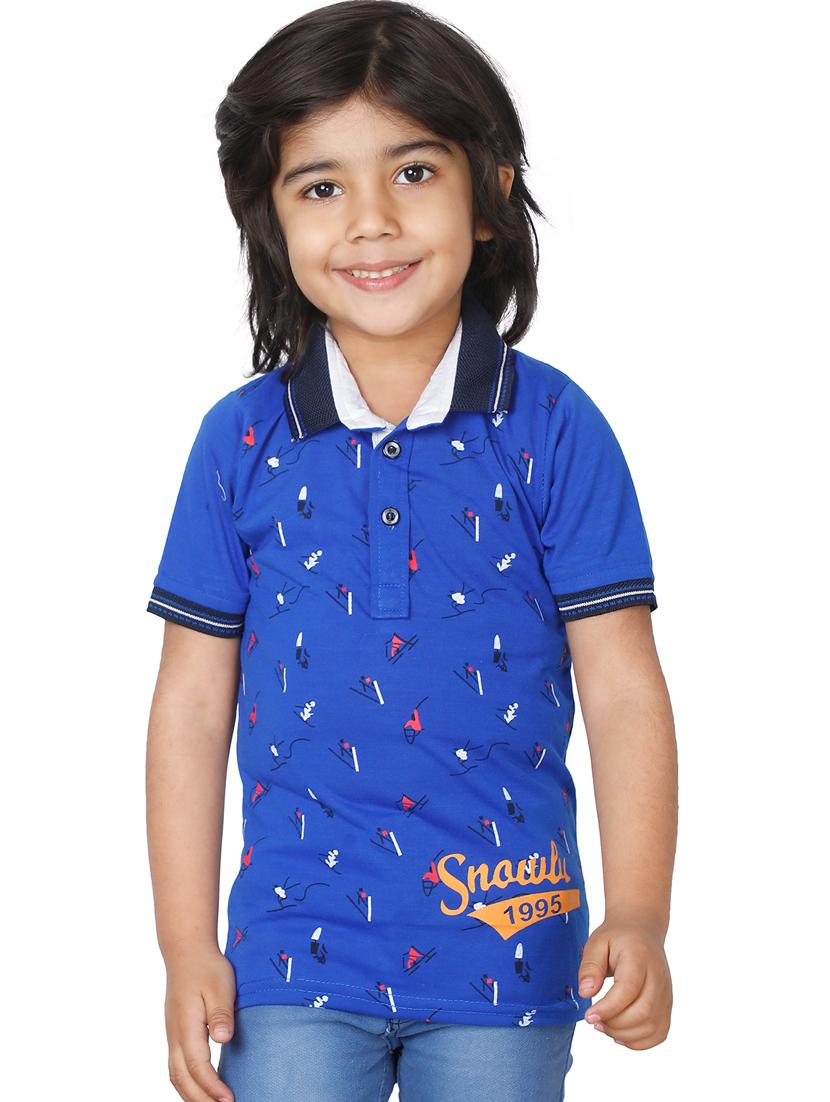 kids blue front print polo t-shirt - 20625794 - Zoom Image - 0