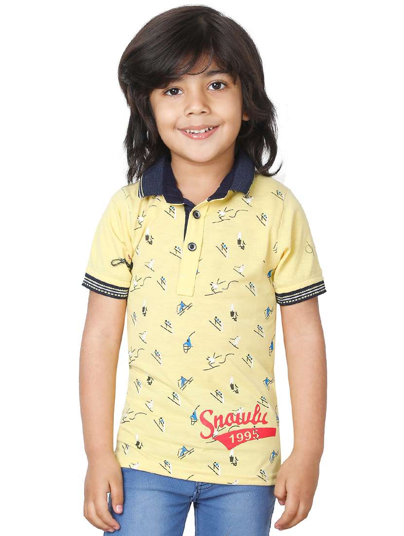 boys printed cotton polo t-shirt