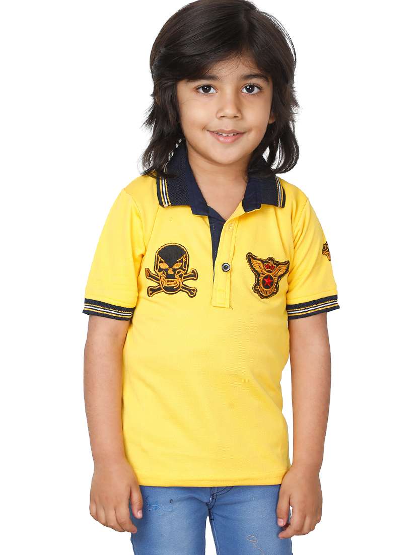 kids yellow patch detailed polo t-shirt - 20625800 -  Zoom Image - 0