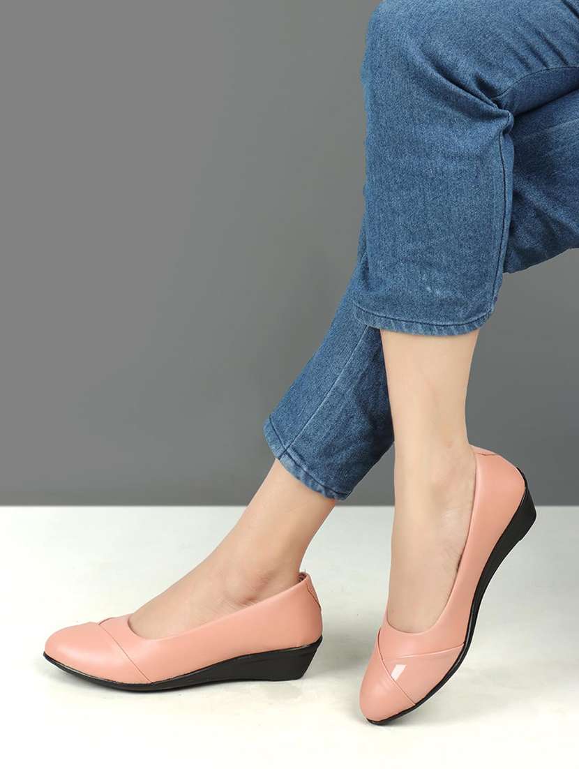 solid pink platform heels slip on ballerina - 20625807 -  Standard Image - 3
