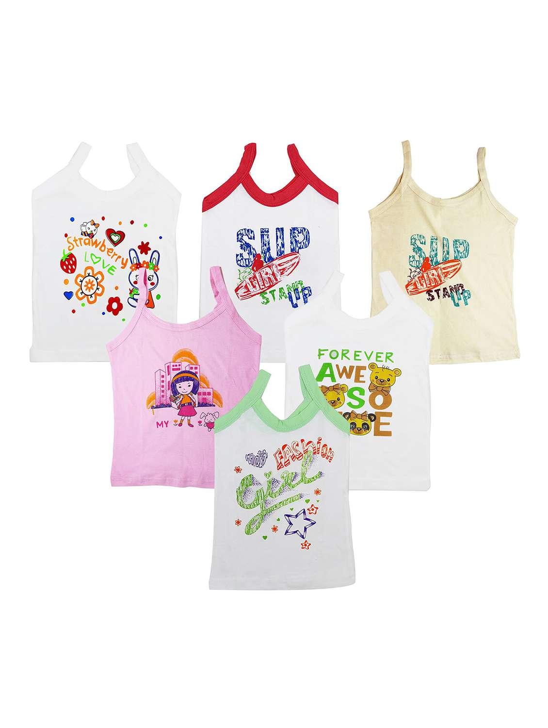 multi printed cotton blend spaghetti combo