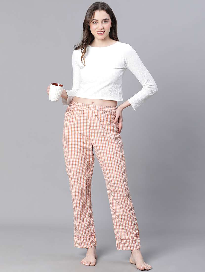 women checkered mid rise pajama - 20626598 - Standard Image - 3