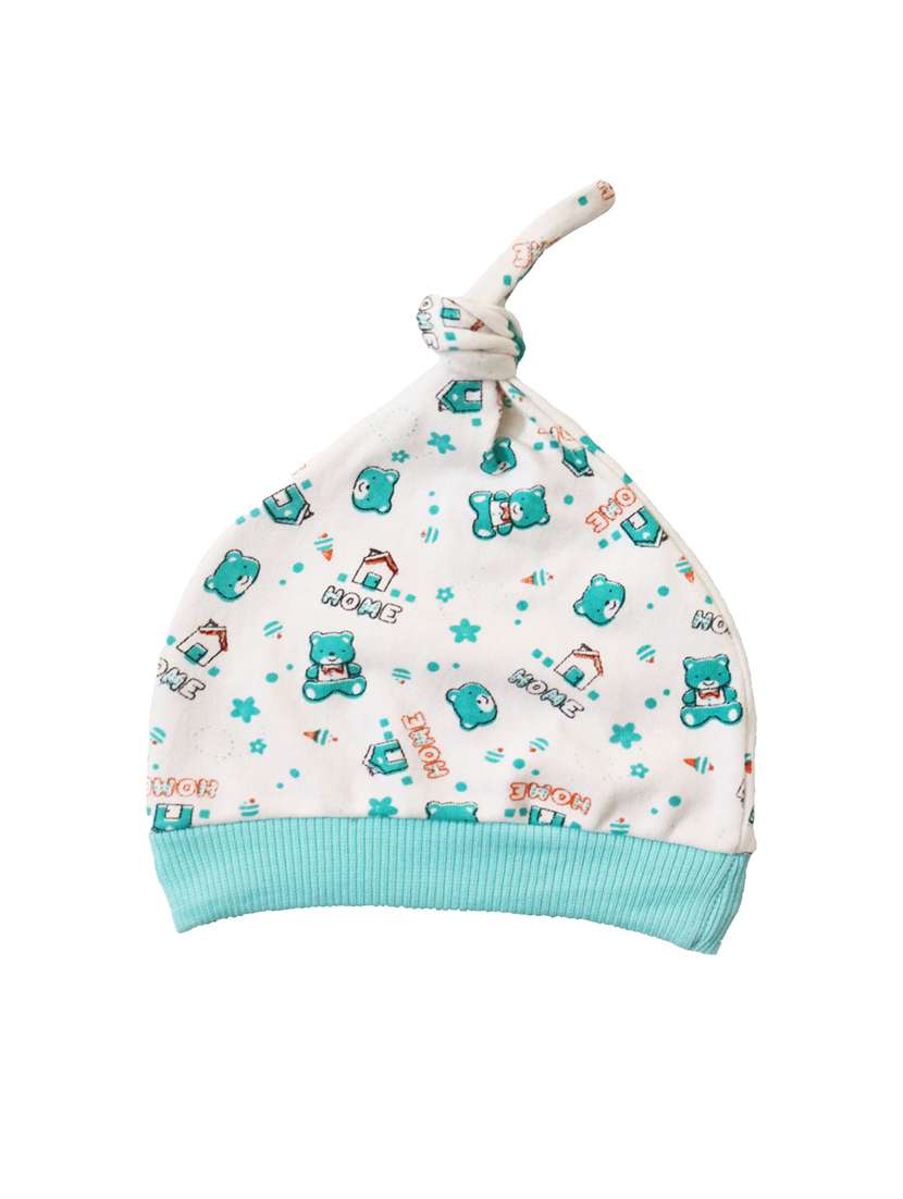 white printed cotton blend cap