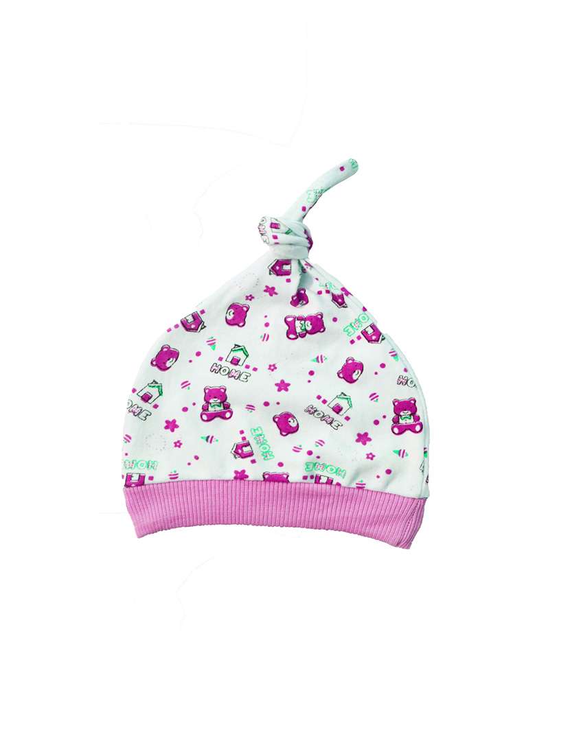 white printed cotton blend cap