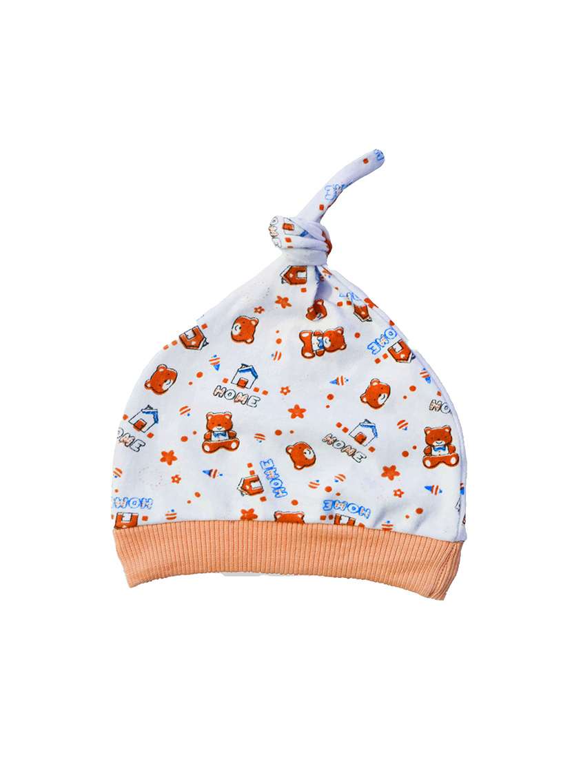 white printed cotton blend cap