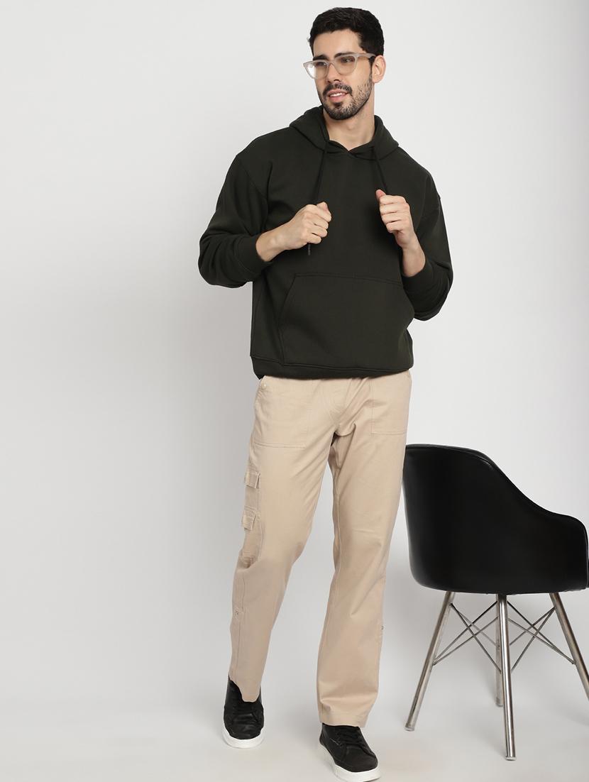 olive green placement print hooded sweatshirt - 20627198 - Standard Image - 3