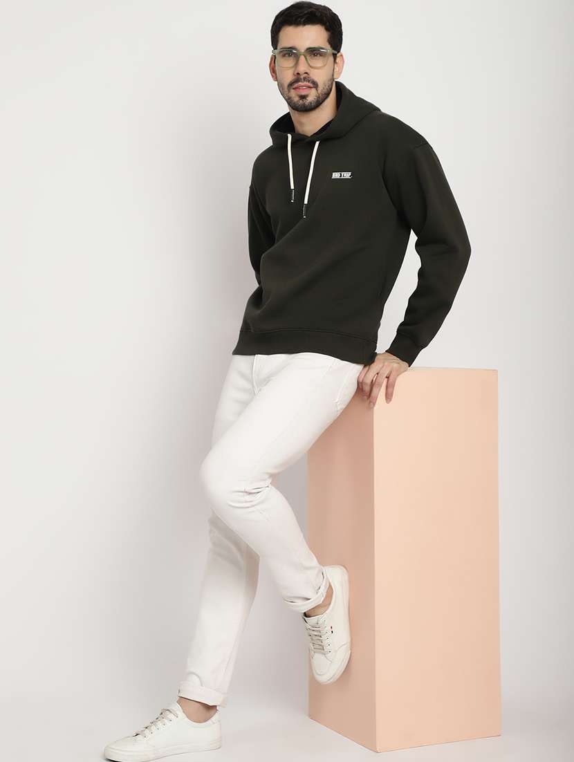 olive green back print hooded sweatshirt - 20627201 - Standard Image - 3