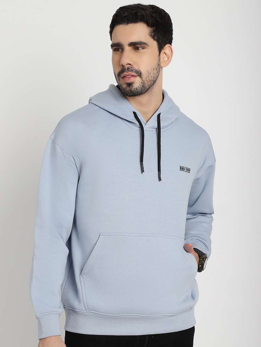 light blue placement print hooded sweatshirt - 20627204 -  Zoom Image - 0