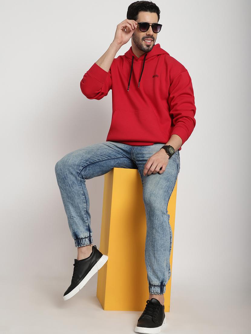 red placement print hooded sweatshirt - 20627207 - Standard Image - 3