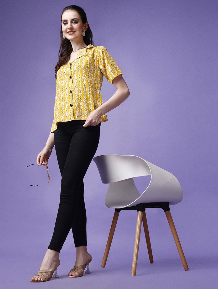 women printed lapel collar shirt - 20627214 - Standard Image - 3