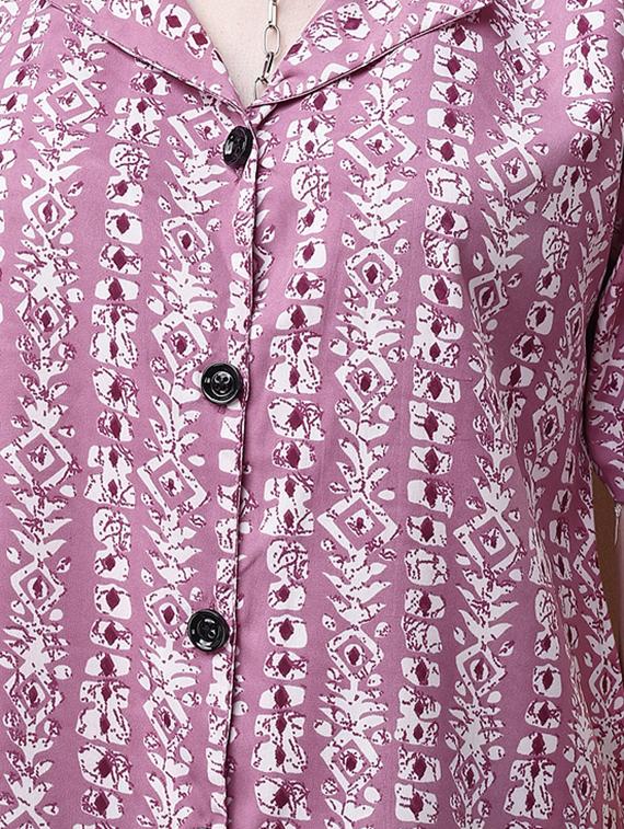 women printed lapel collar shirt - 20627215 - Standard Image - 3