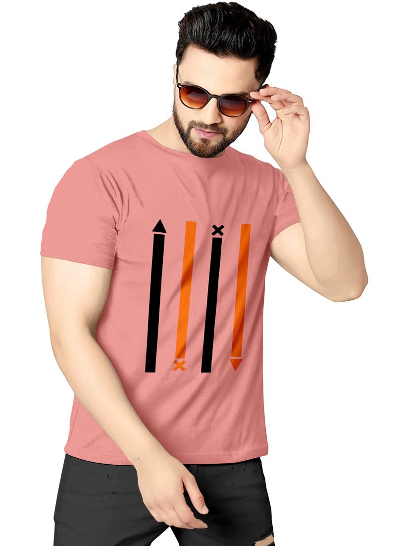 peach pink front print regular t-shirt - 20627960 -  Zoom Image - 0
