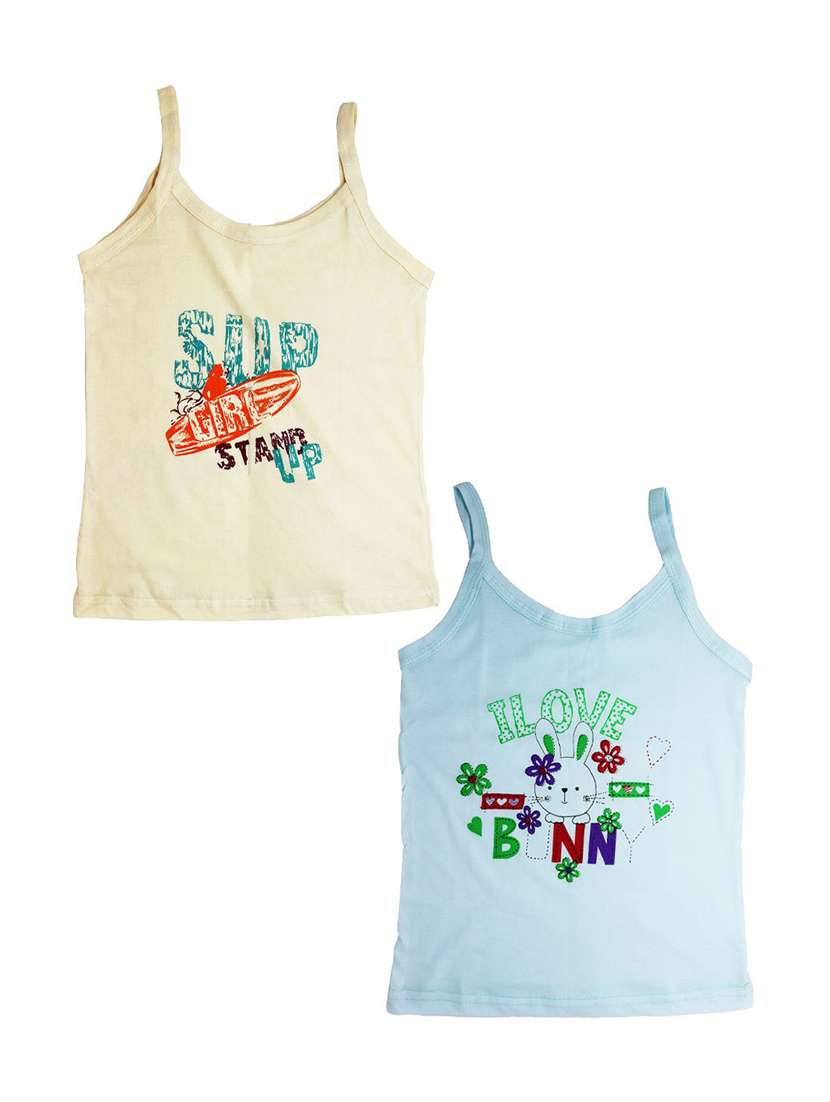 kids cotton blend printed spaghetti combo