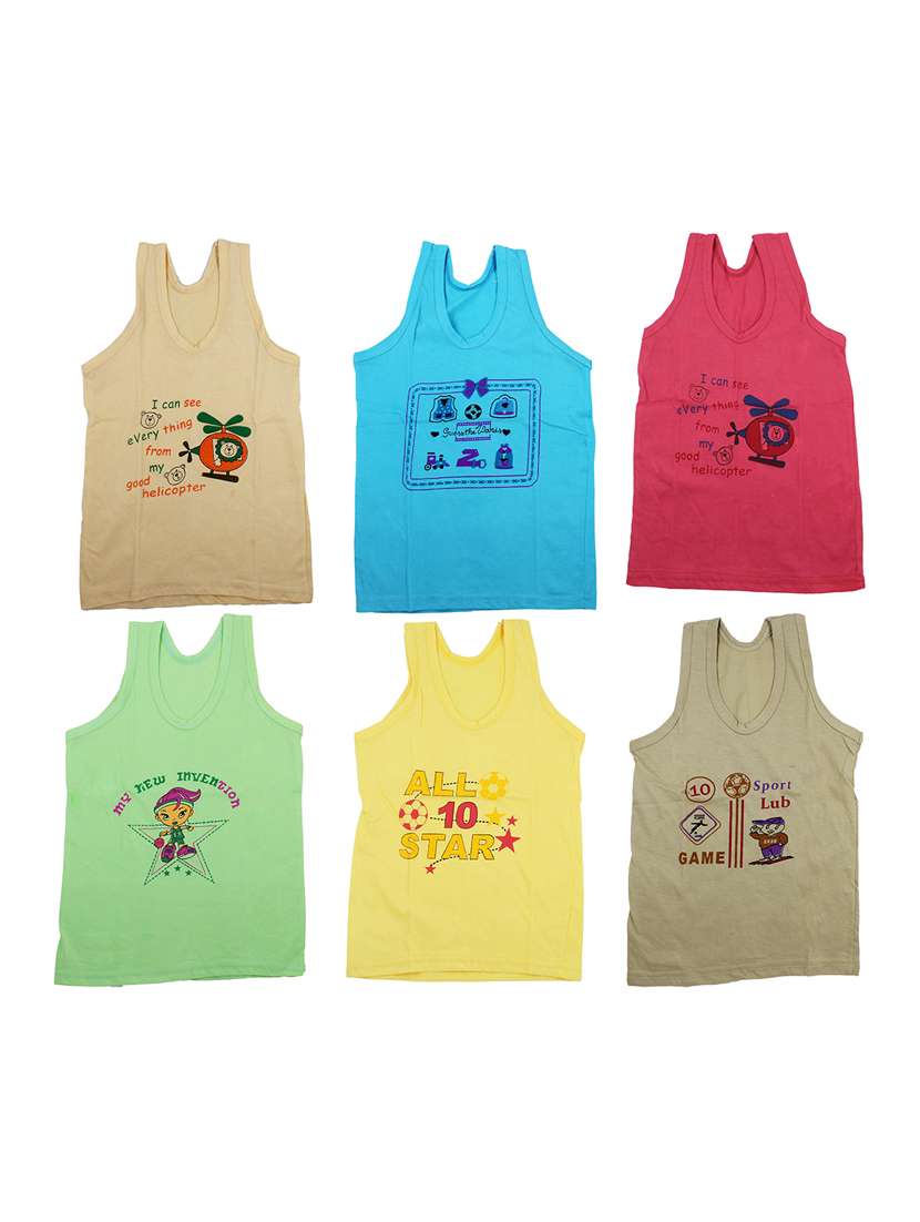 pack of 6 printed vests