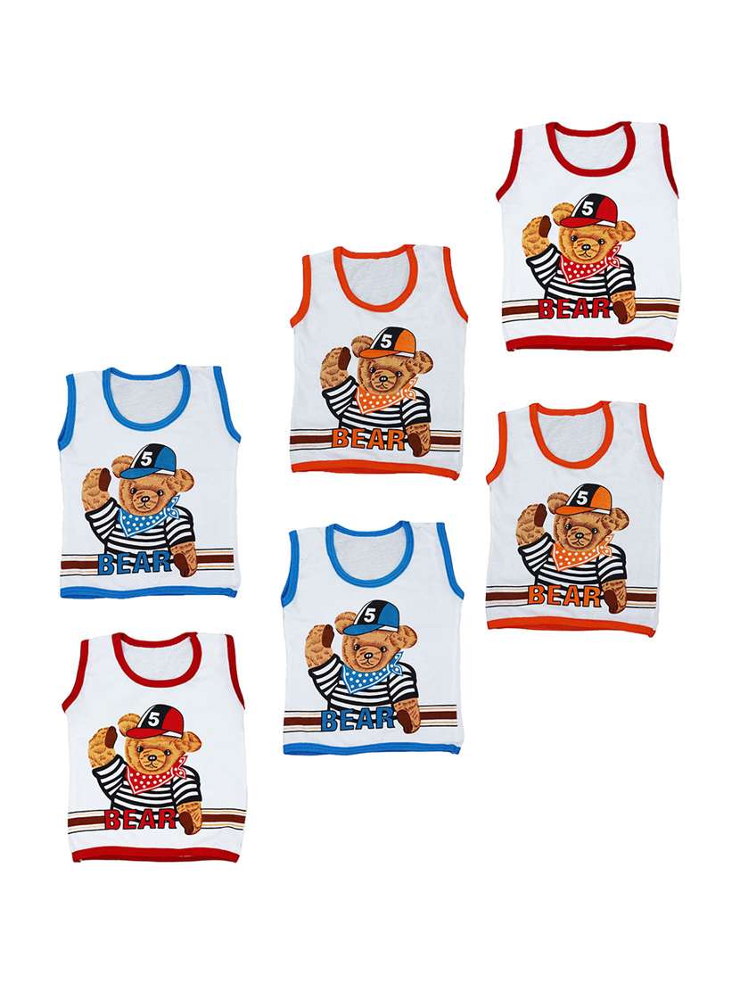 white cotton blend printed vest combo