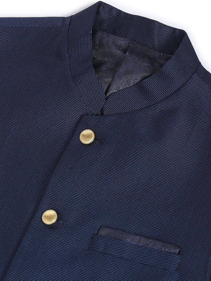 navy blue cotton nehru jacket - 20632788 - Standard Image - 5