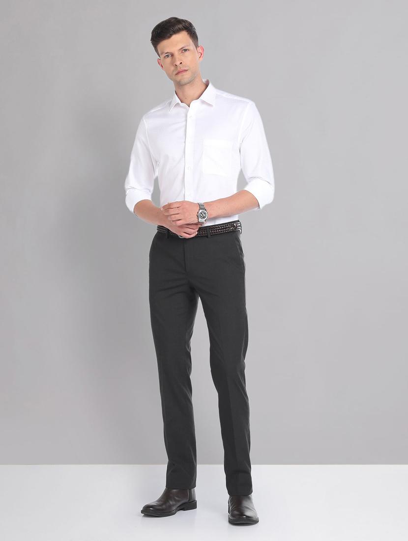 black polyester flat front trousers formal - 20632798 - Standard Image - 3