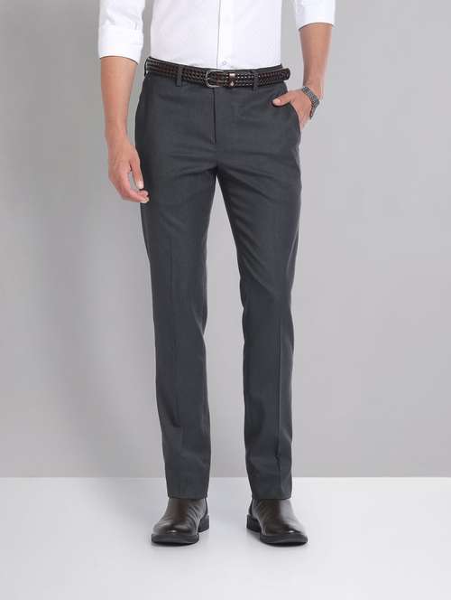 grey polyester flat front formal trouser - 20632801 -  Standard Image - 0
