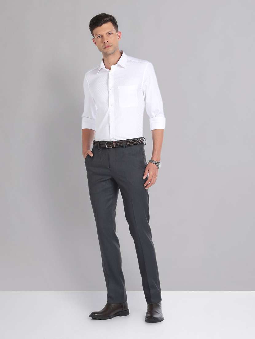 grey polyester flat front formal trouser - 20632801 - Standard Image - 3