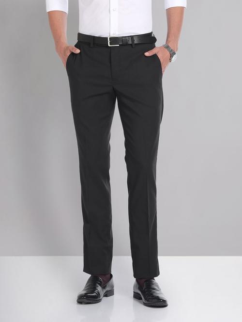 black polyester flat front formal trouser - 20632802 - Standard Image - 0