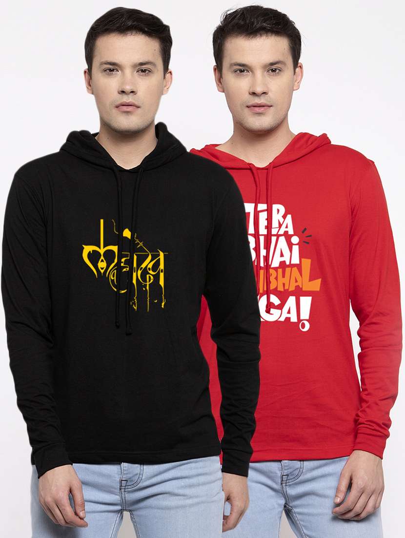 pack of 2 - multi colored cotton chest print sweatshirt - 20639582 - Zoom Image - 0