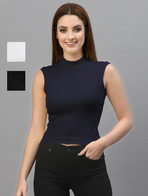 pack of 3 solid multi colored crop top - 20643951 - Standard Image - 0