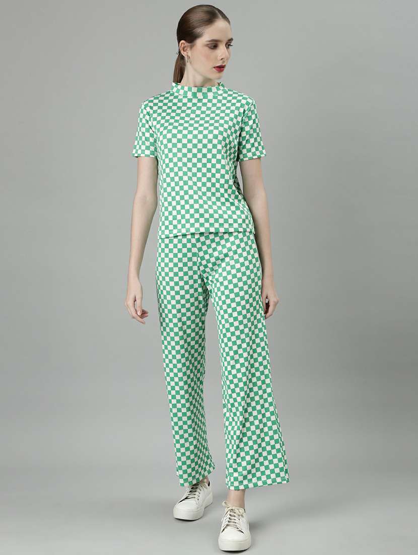women checkered top and trouser set 
