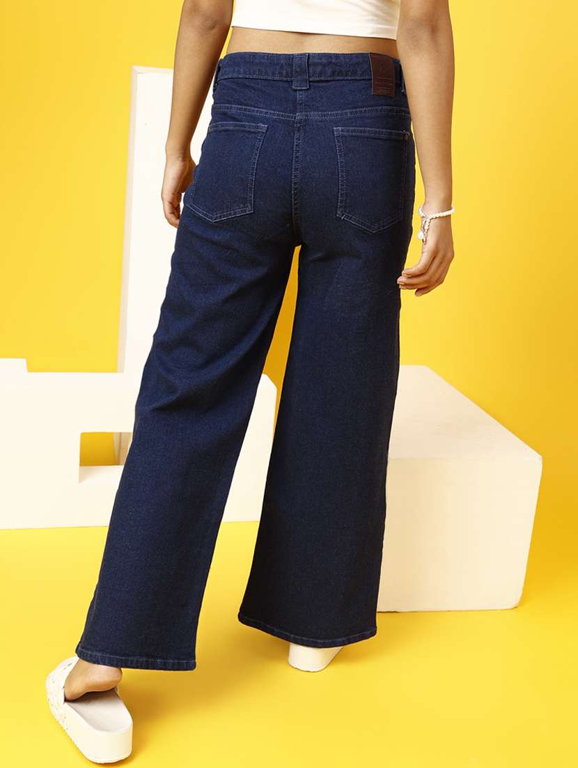 girls solid navy blue flared jeans - 20644002 -  Standard Image - 3