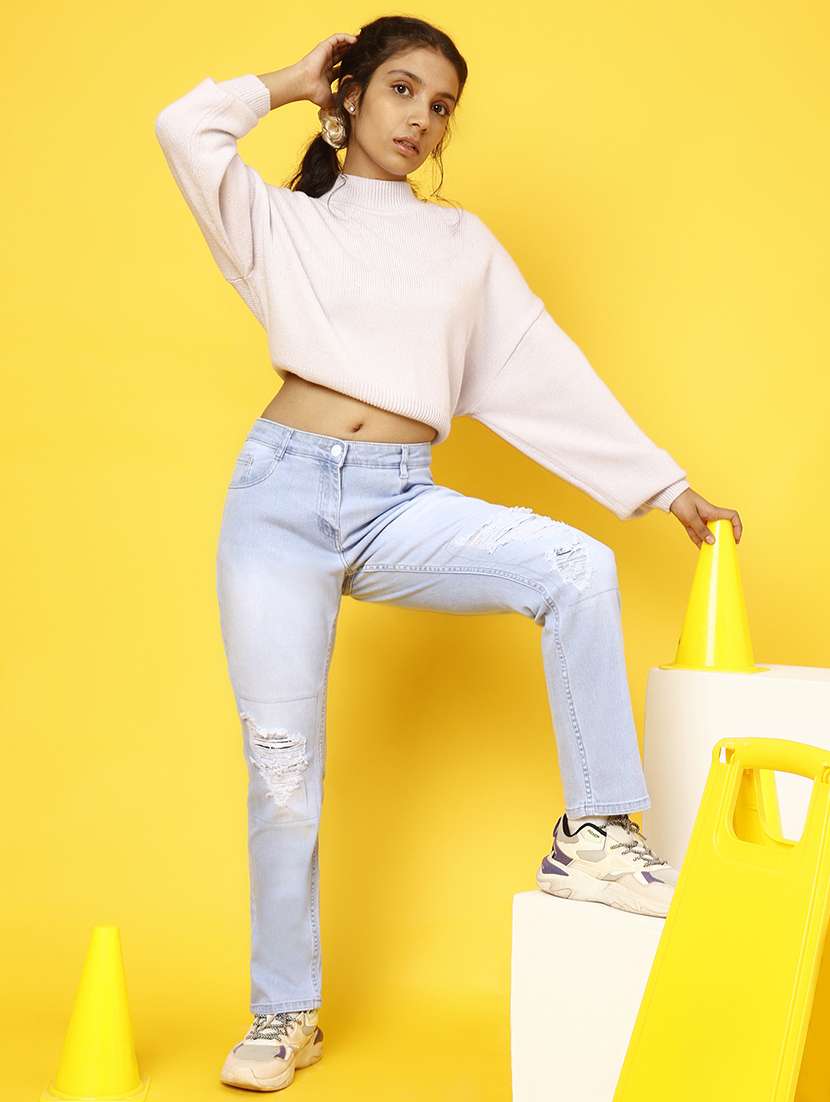 girls light blue distress jeans - 20644004 -  Standard Image - 5