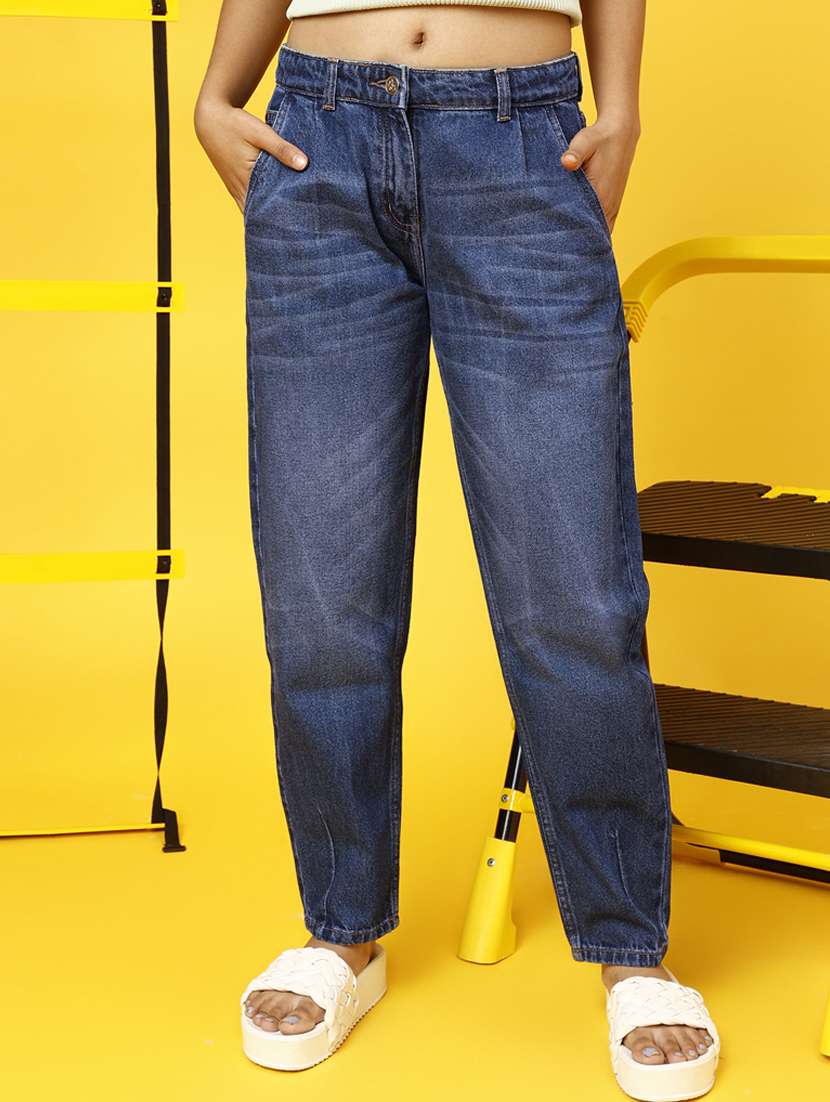 girls solid blue denim jeans