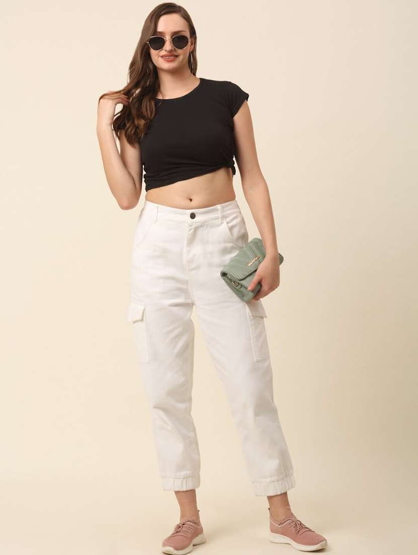 women's plain cargo jeans - 20644391 -  Standard Image - 3