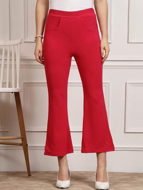 pink polyester trousers - 20644394 - Standard Image - 0